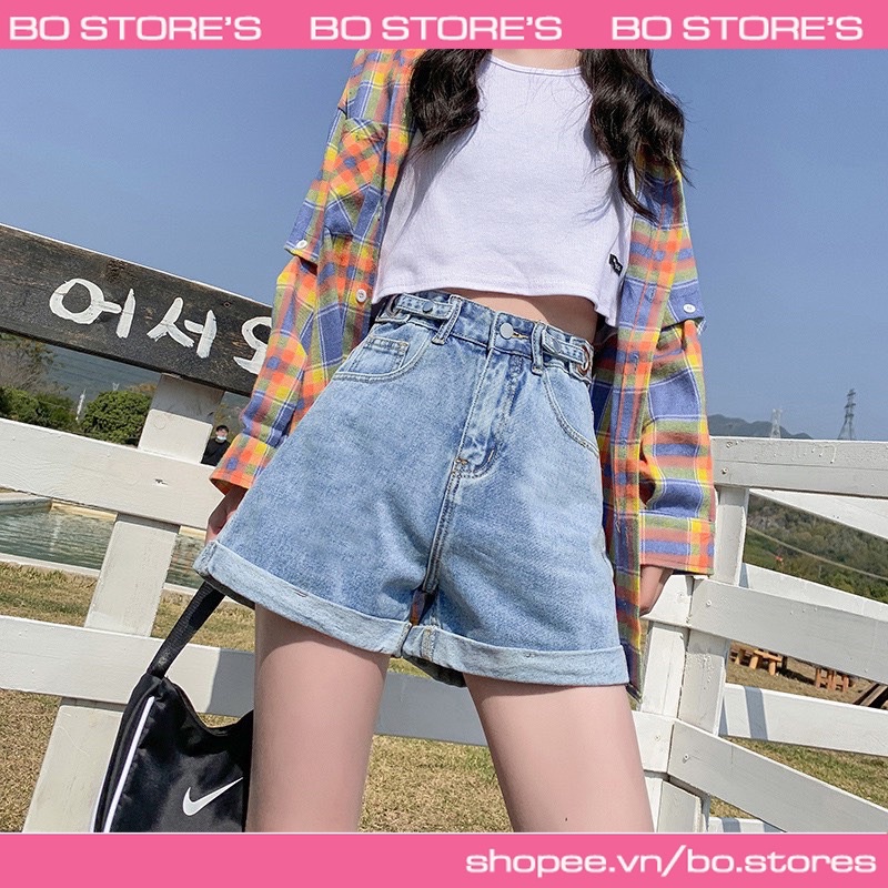 Quần sooc denim, sooc bò xắn gấu cạp cao lạ mắt cho bạn nữ năng động ngày hè