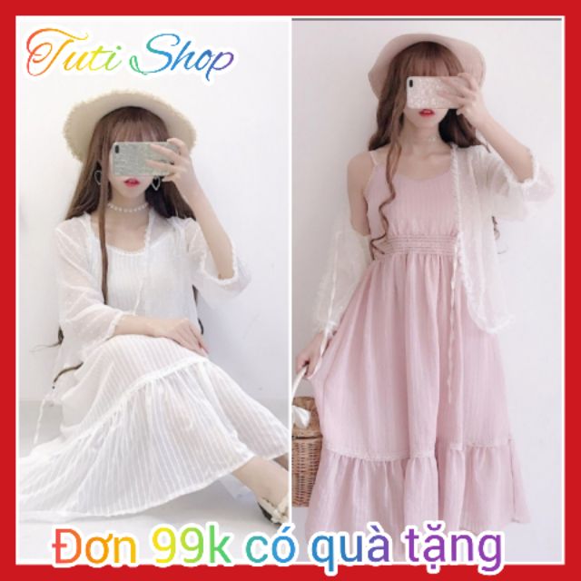 Đầm ren hai dây - Váy ren hai dây