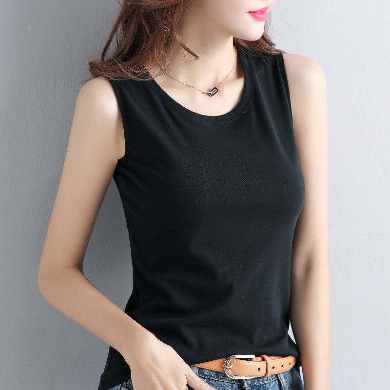 Áo Sát Nách Cổ Tròn Màu Trơn Cỡ Lớn Thời Trang Mùa Hè Hàng Mới Cho Nữ