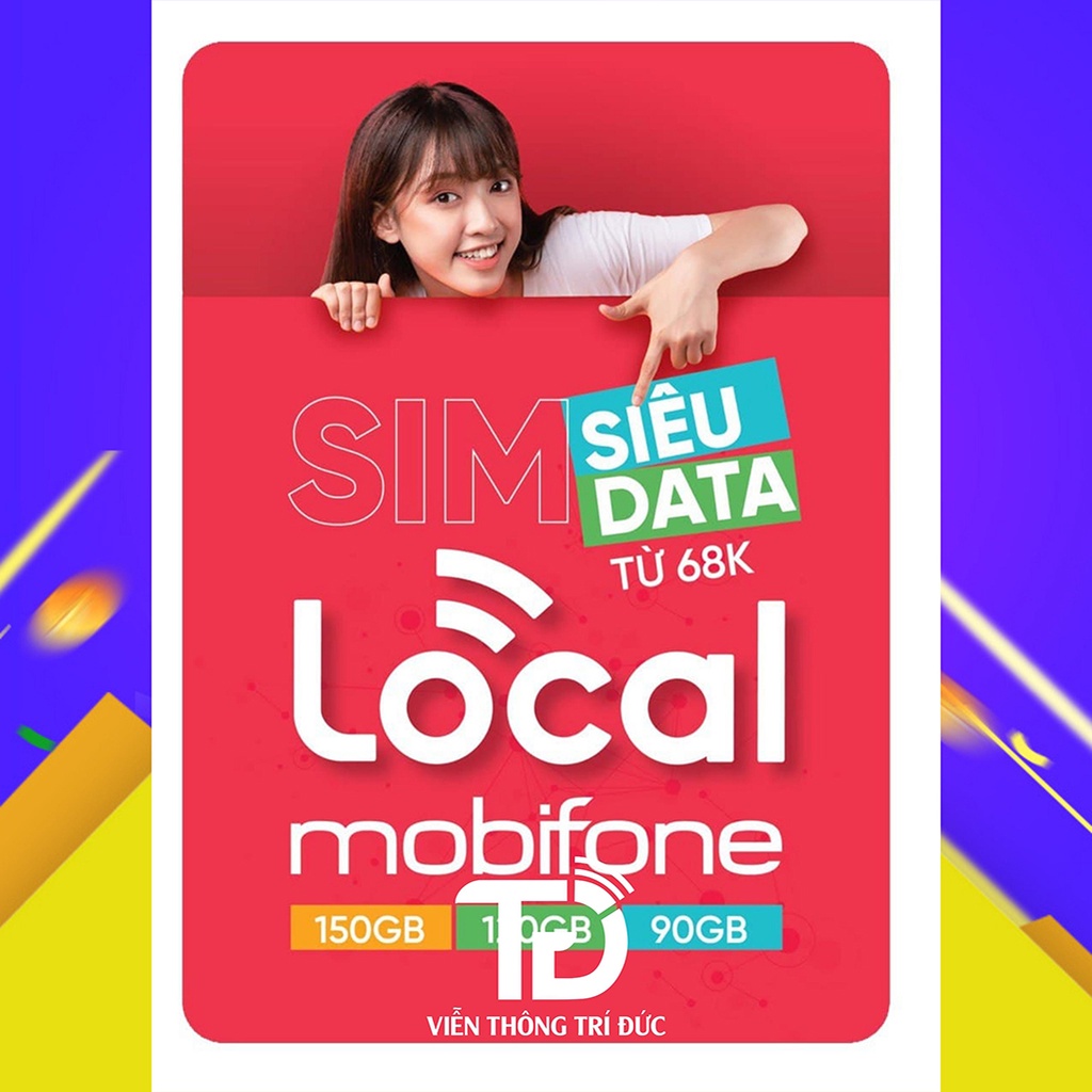 Sim 4G Local - Sóng Mobifone Data 90Gb/Tháng, Free Tháng Đầu, Sim Mobi Dung Lượng Khủng Phát Wifi, Chơi Game Tốc Độ Cao