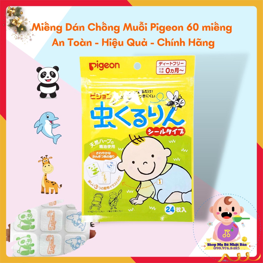 Miếng Dán Chống Muỗi Pigeon Nhật Bản (60 miếng) - An Toàn, Hiệu Quả, Chính Hãng