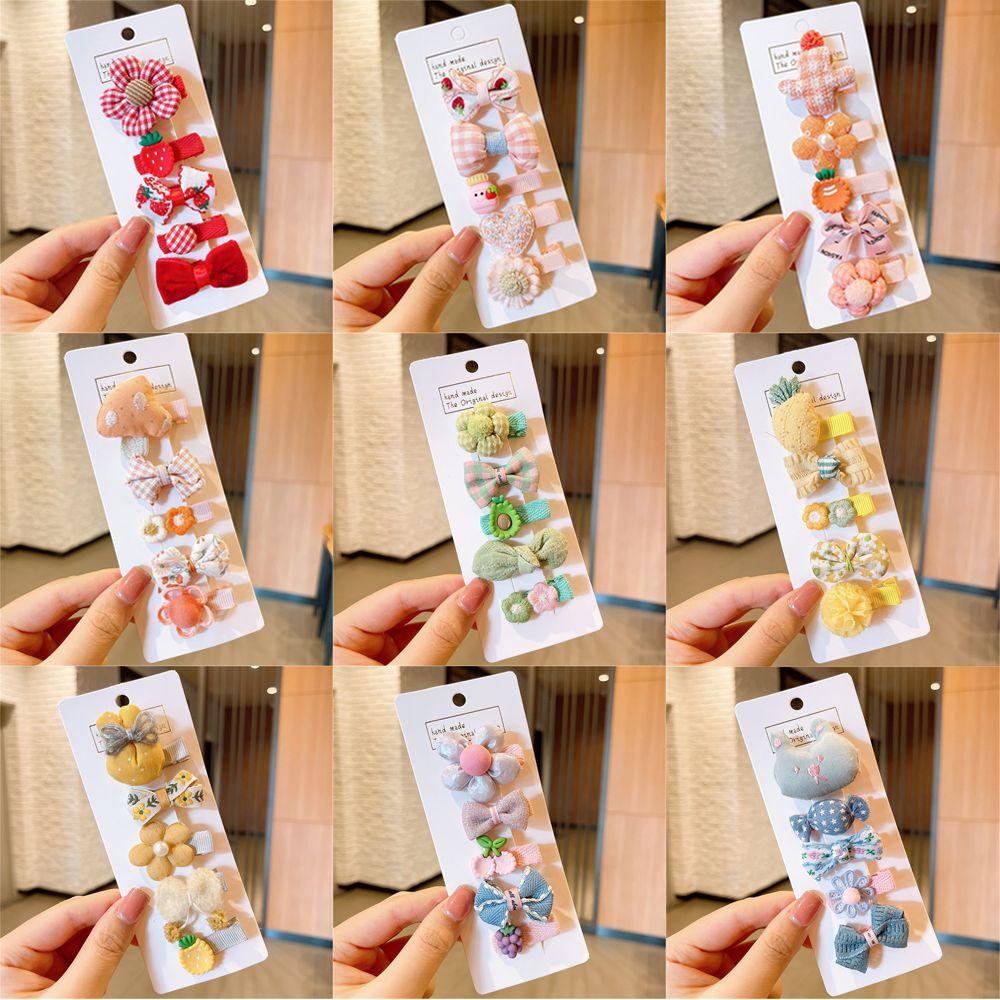 ROWANS Set 5 Kẹp Tóc Nơ Xinh Xắn Dành Cho Bé Gái