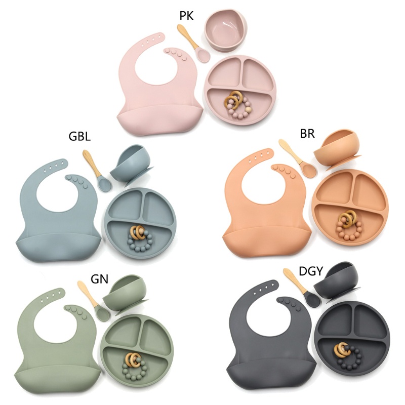 Set 5 Bát Ăn Silicone Chia Ngăn Tiện Dụng Cho Bé