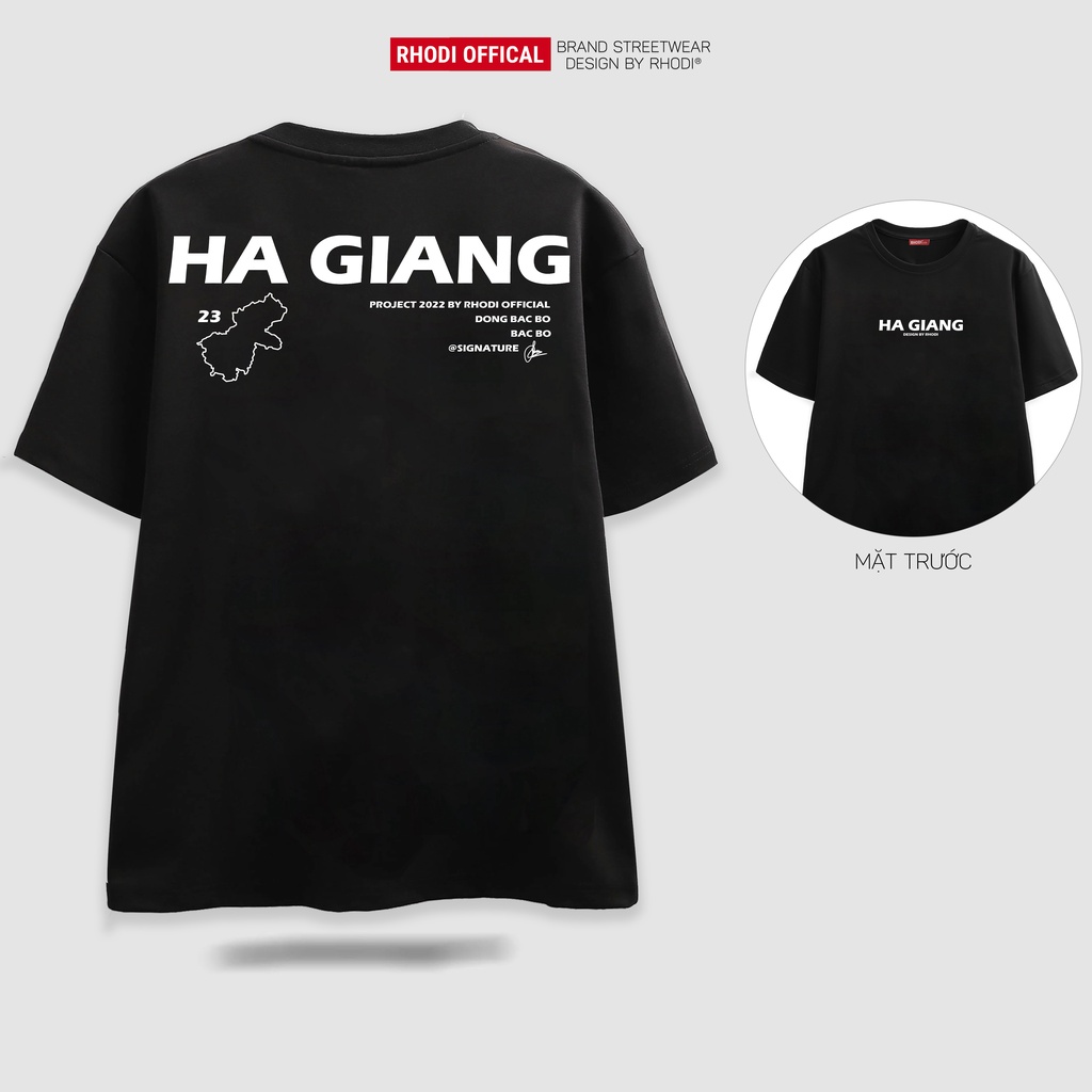 Áo thun local brand RHODI phông cổ tròn tay lỡ unisex nam nữ thế hệ genz Text Hà Giang