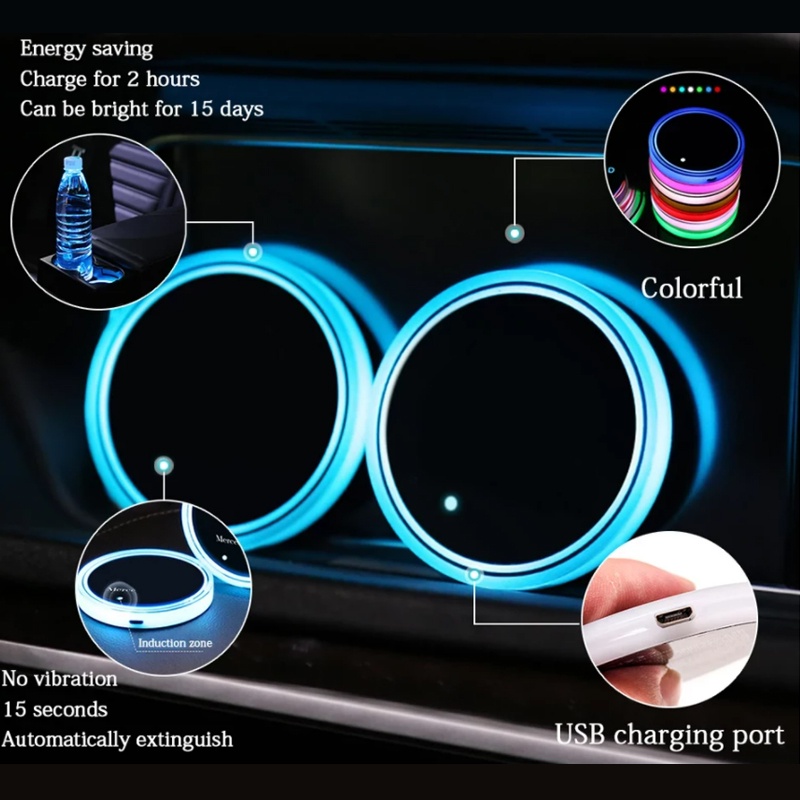 Bộ 2 Đế Lót Cốc Nước Có Đèn Led Nhiều Màu Sắc Cho Mazda Lantis Flair Bongo Mazda2 Mazda3 Mazda6 Carol Axela Biante Atenza
