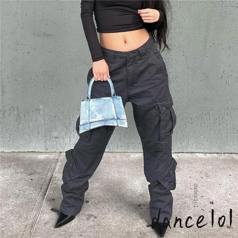 Quần Jean Nữ Cạp Thấp Có Túi dance1o1-y2k 2000s