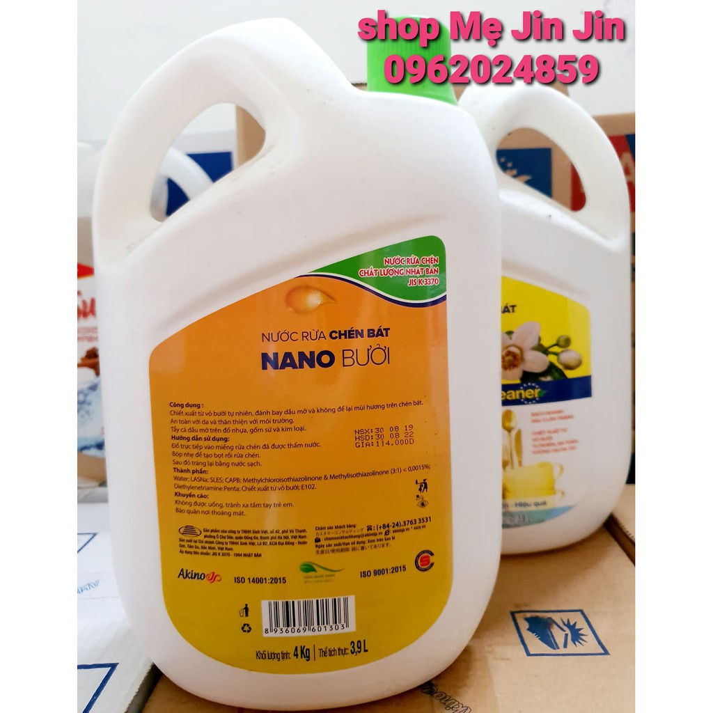 [CHÍNH HÃNG] Nước rửa chén bát NANO SUZY hương bưởi 4KG -Thành phần HỮU CƠ, chất lượng NHẬT BẢN