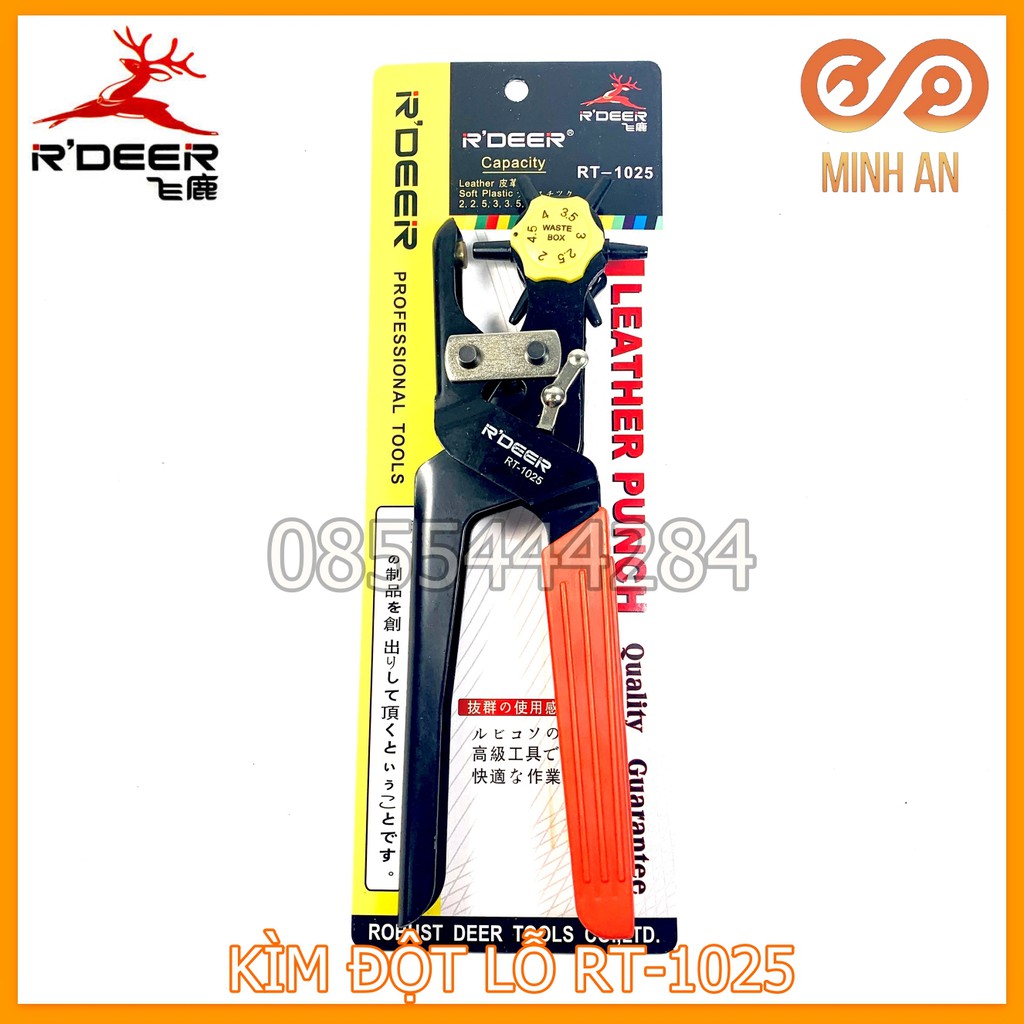 Kìm bấm lỗ, đột lỗ [HÀNG CHÍNH HÃNG] R'DEER RT-1025 Bấm lỗ thắt lưng, dây da,... Loại 6 Size 6 Lỗ