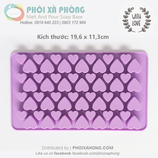Khuôn Silicon 56 Trái tim (lớn bé)