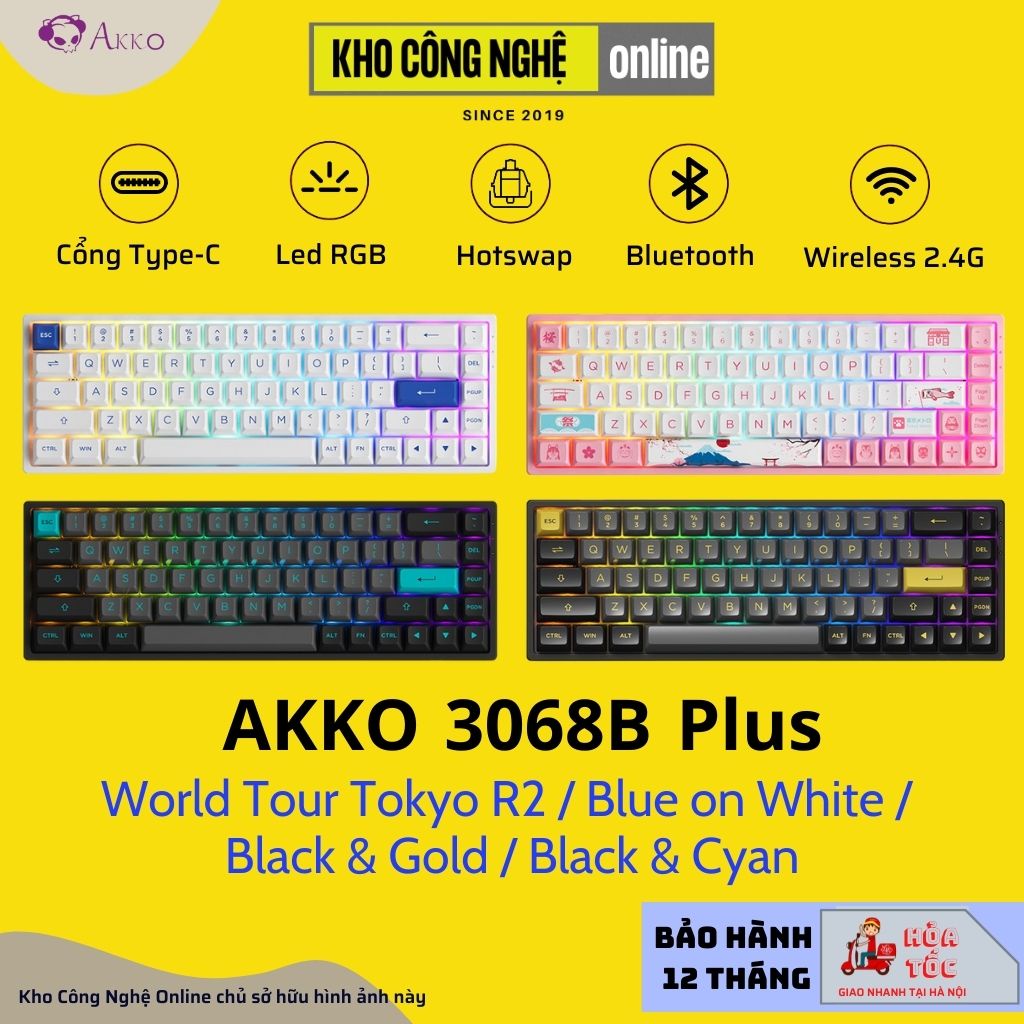 Bàn phím AKKO 3068B Plus World Tour Tokyo R2 (Bluetooth 5.0 / Wireless 2.4Ghz / Hotswap / Foam tiêu âm / AKKO SW)