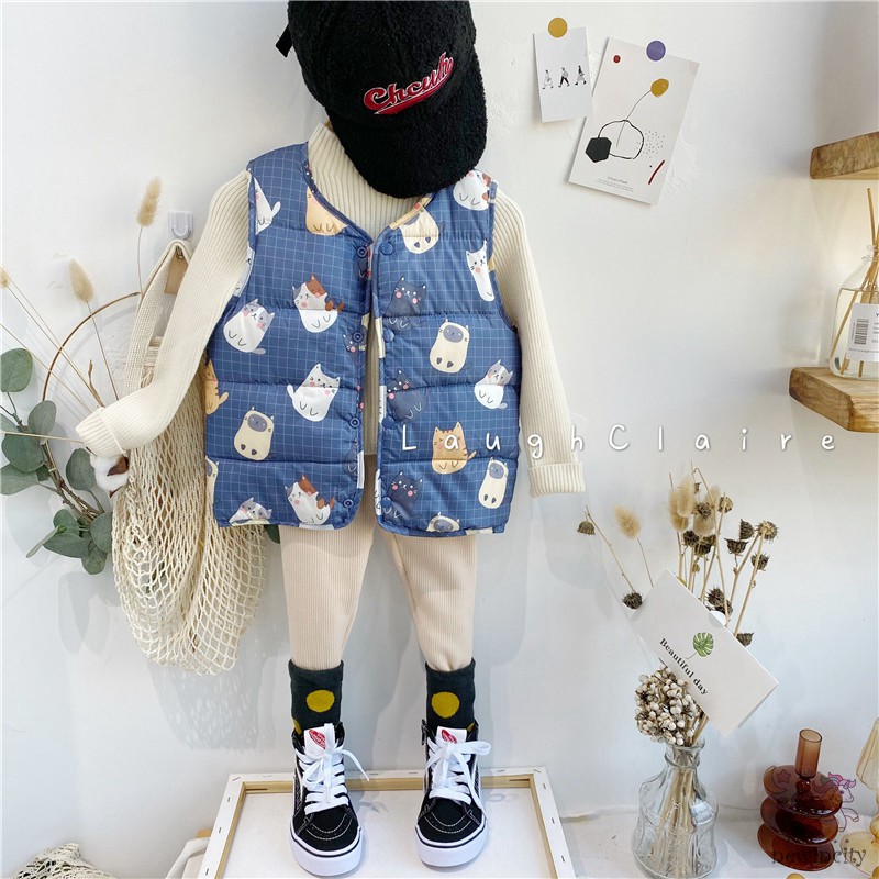 Áo khoác giữ ấm in họa tiết xinh xắn thời trang kiểu Hàn Thu Đông cho bé