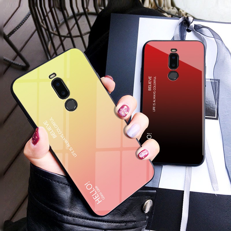 Ốp điện thoại kính cường lực màu Gradient cho Meizu X8 16X Meilan Note 8 6 5 V8 5S