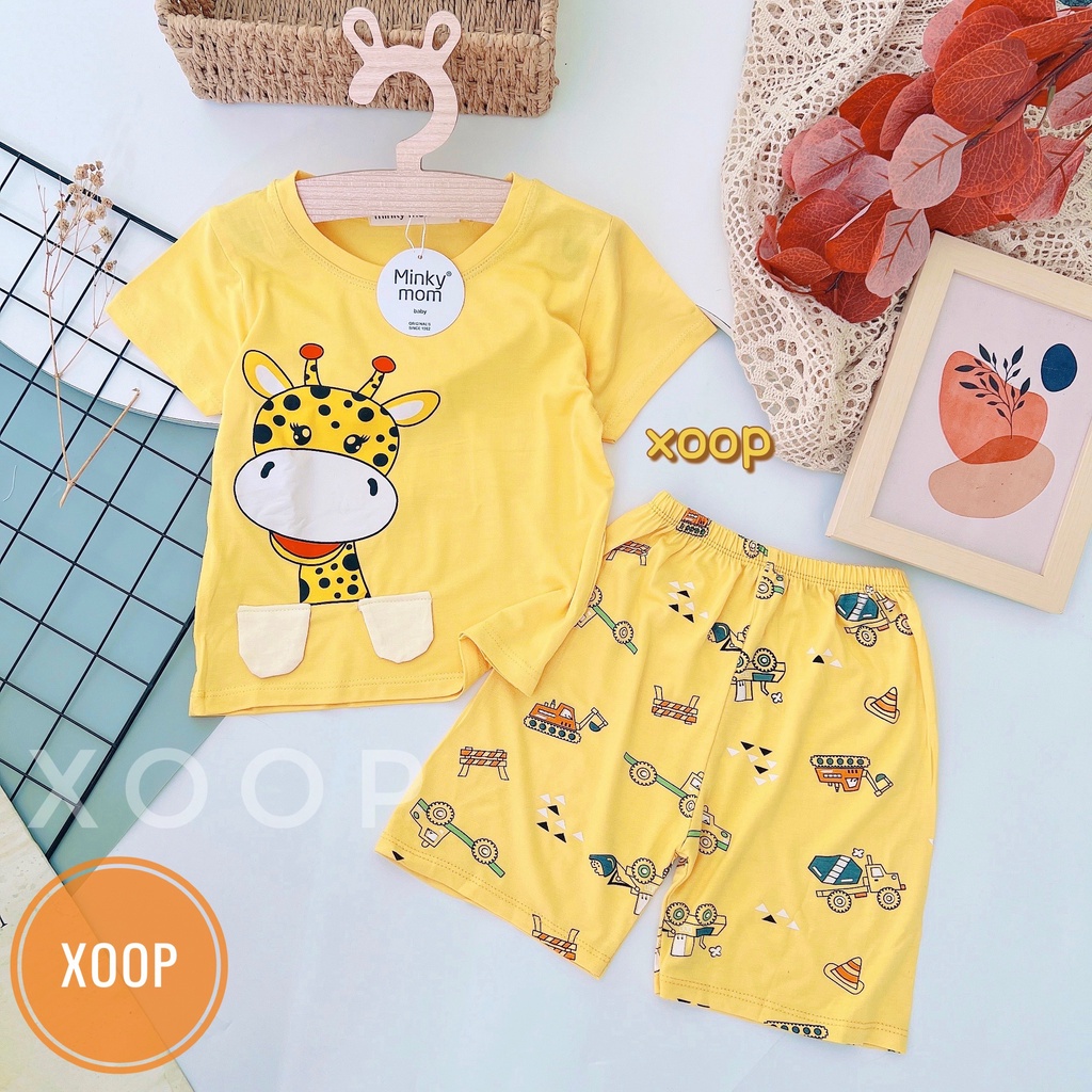 (Đại 8-29kg) Bộ cộc thun lạnh hàng minky mom họa tiết  khủng long có mũ có tai cho bé (SP002102 ) shop phúc yến