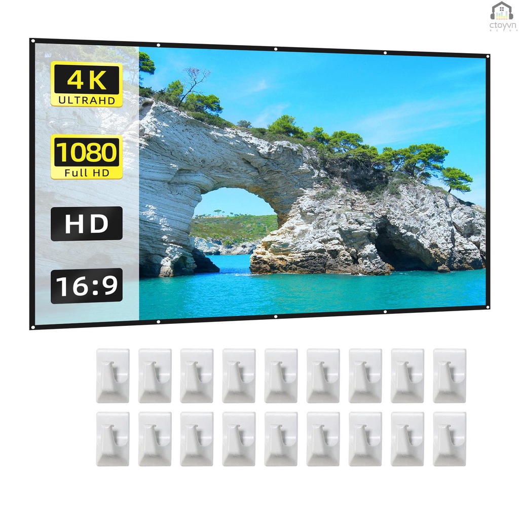 Màn Hình Máy Chiếu 150 Inch 16: 9 HD 4K Hai Mặt Có Thể Gấp Gọn Tiện Lợi