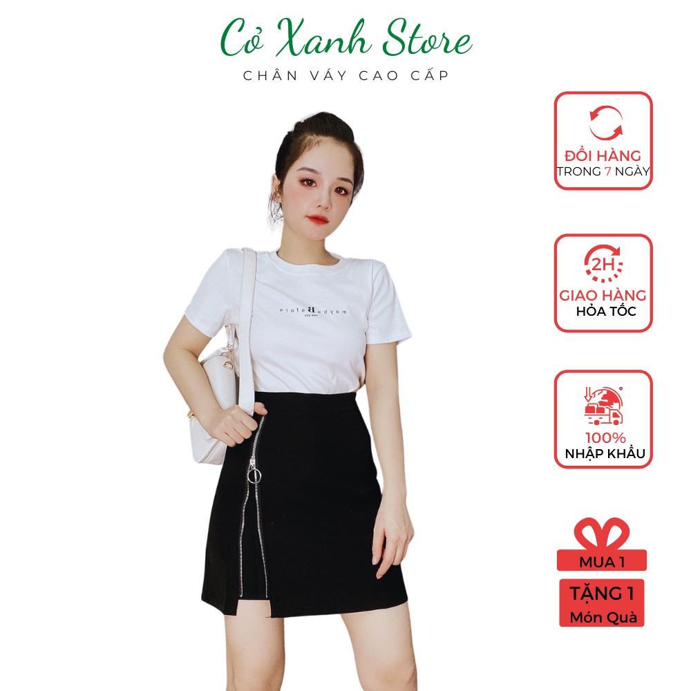 Chân Váy Phối Khóa Kéo Váy Mini Phong Cách Hàn Quốc Mặc Đi Làm Đi Chơi Cực Sang Cỏ Xanh CV13