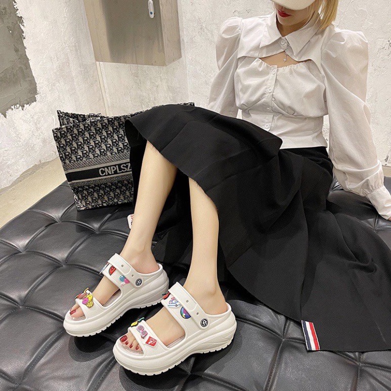 Dép sandal cross đế dày  6cm tăng chiều cao  cho nữ dép sandall ulzzang cao gót, xăng đan đế xuồng
