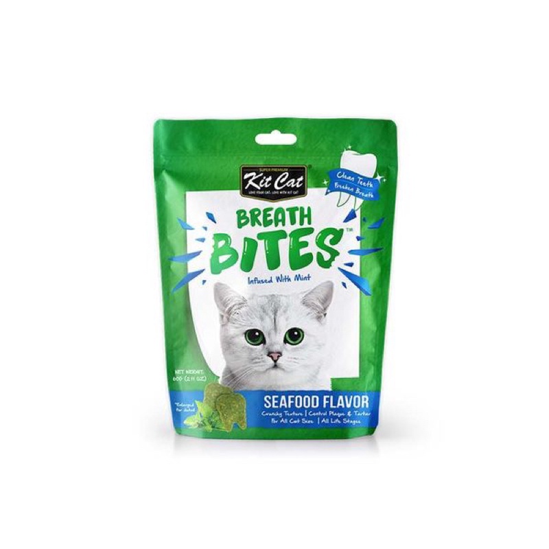 Snack nhai sạch răng cho mèo 60gr - KitCat Breathbites -QUỐC HƯNG VET