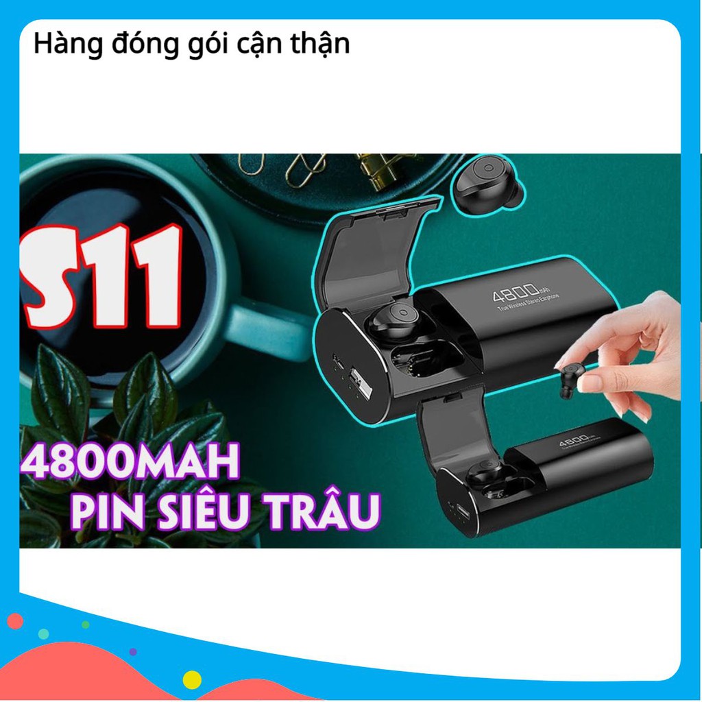 Tai nghe Bluetooth Không Dây Nhét Tai Kiêm Sạc Dự Phòng Amoi S11 TWS Nâng Cấp Hơn i7, i9, i12, F9, F9 Pro dientu.shop68