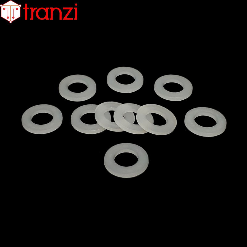 Long đen phẳng nhựa trắng M6x12+1,2 - túi 50 cái