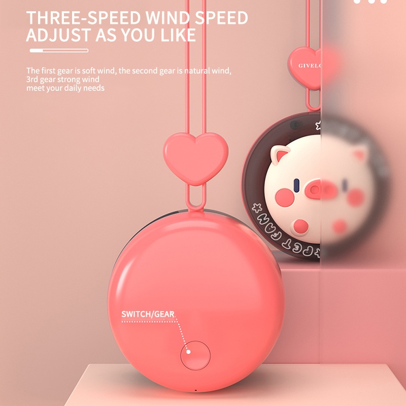 Quạt Đeo Cổ Cầm Tay Không Cánh Hoạt Hình Sạc usb Tiện Dụng