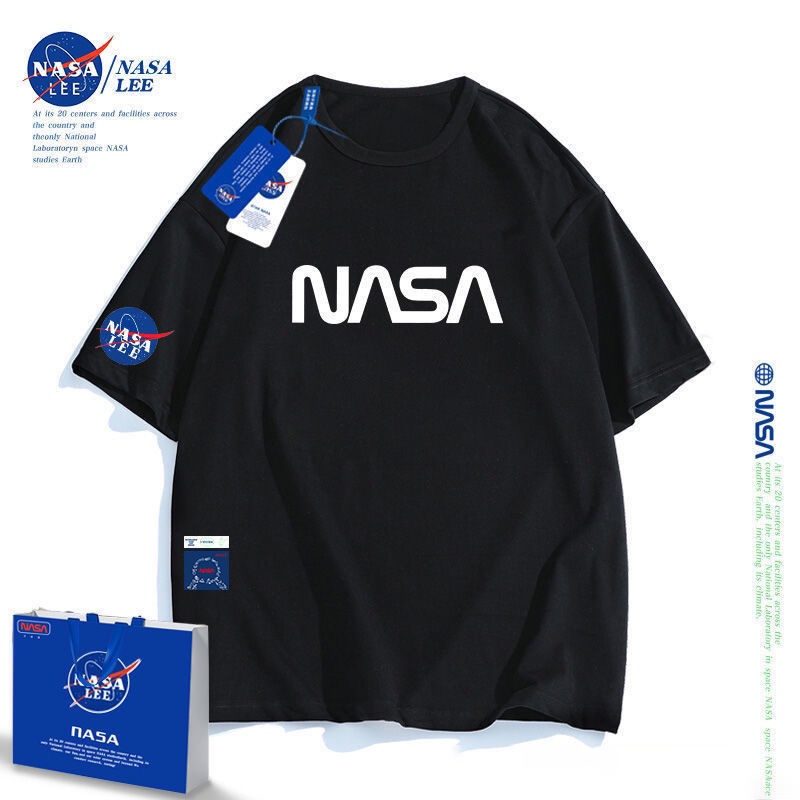 Áo Thun Ngắn Tay Dáng Rộng In Logo NASA Thời Trang Mùa Hè Cho Nam Và Nữ