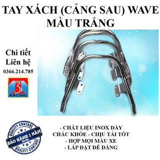 1 Tay xách cảng sau tay dắt Wave 50 100 110 cc - màu trắng cực dày và chắc khỏe  - 3T RACING