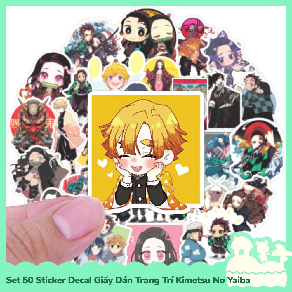 [Sẵn VN - NowShip] Set 50 Sticker Decal Dán Trang Trí Anime Manga Kimetsu No Yaiba Demon Slayer