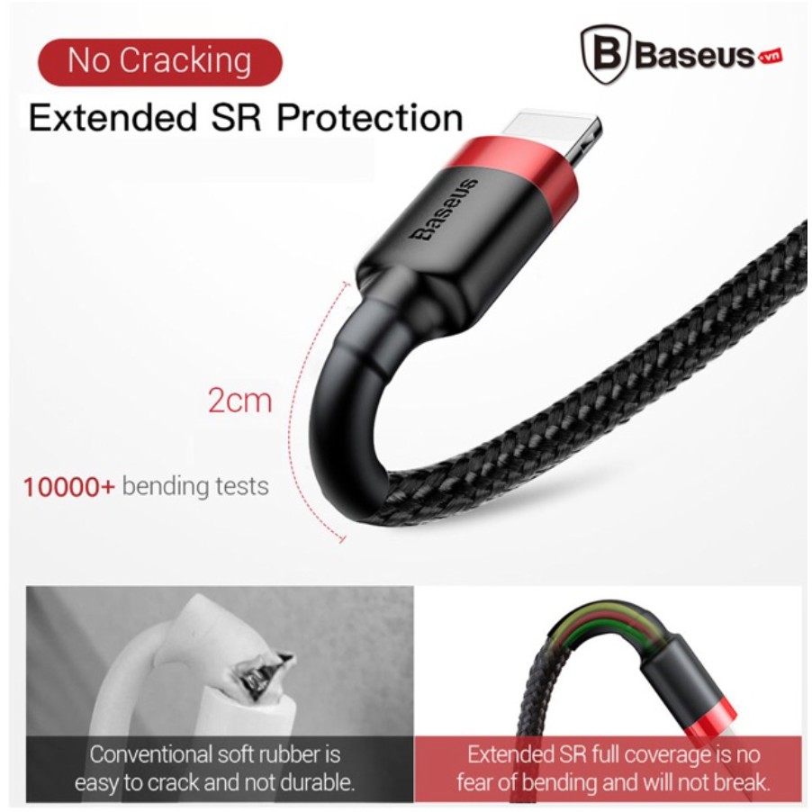 Cáp Dù Baseus Kevlar 0,5m 1m 2m Lightning Chính Hãng