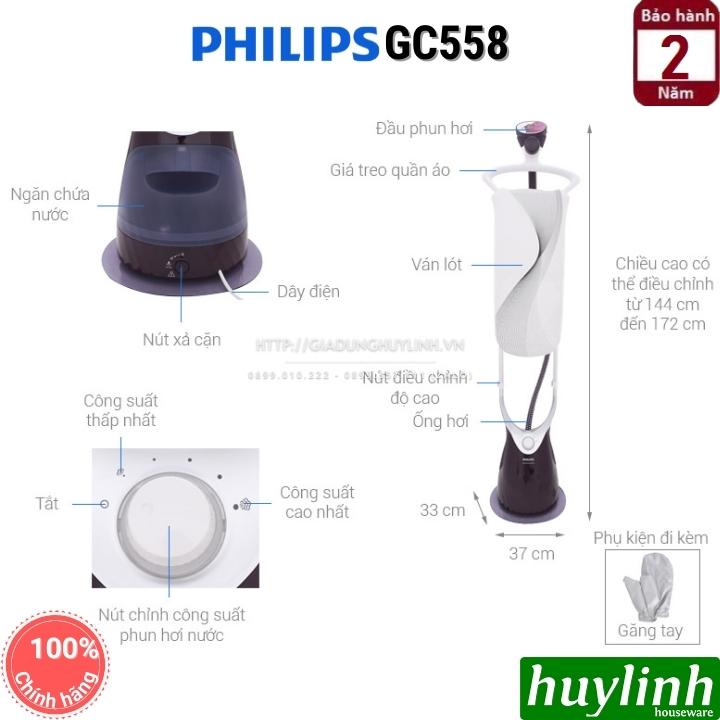 [Mã ELHAMS5 giảm 6% đơn 300K] Bàn ủi hơi nước đứng Philips GC558 - bảo hành 2 năm chính hãng