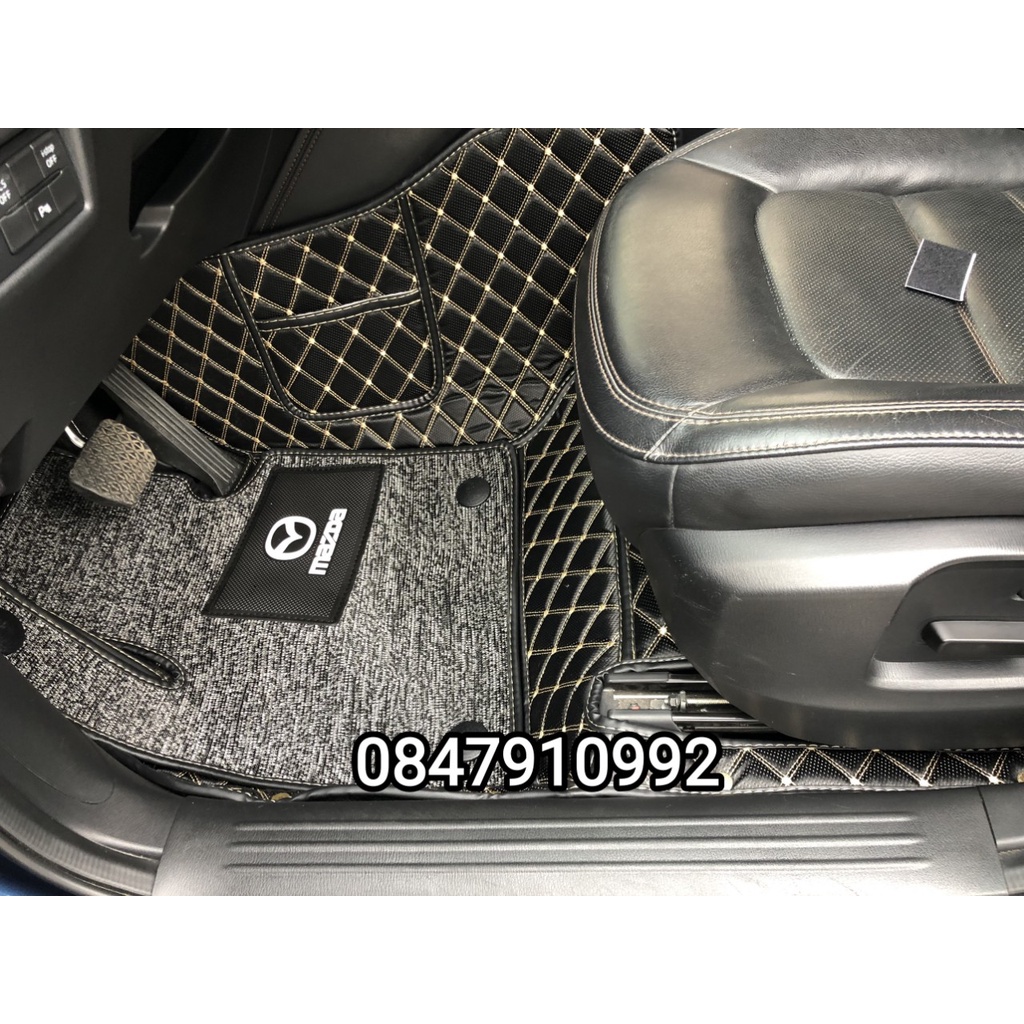 Thảm lót sàn ô tô 6D da cacbon kim cương cho  Mazda CX5 2013-2017 chống nước, không mùi, phủ kín 90% sàn xe