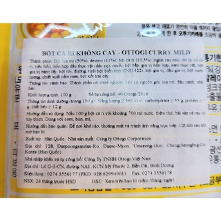[Gói 100g] BỘT CÀ RI KHÔNG CAY [Korea] OTTOGI Curry Mild Powder