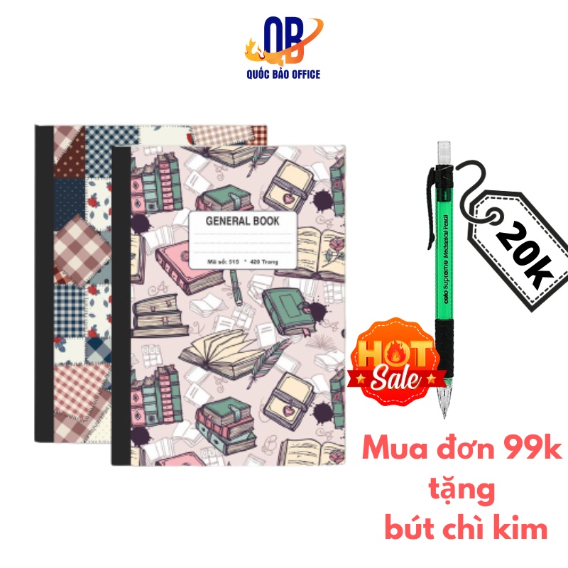 Vở kẻ ngang ( Sổ bìa bồi ) Minh Châu GENERAL BOOK A4 - từ 200 trang đến 420 trang - 1 quyển