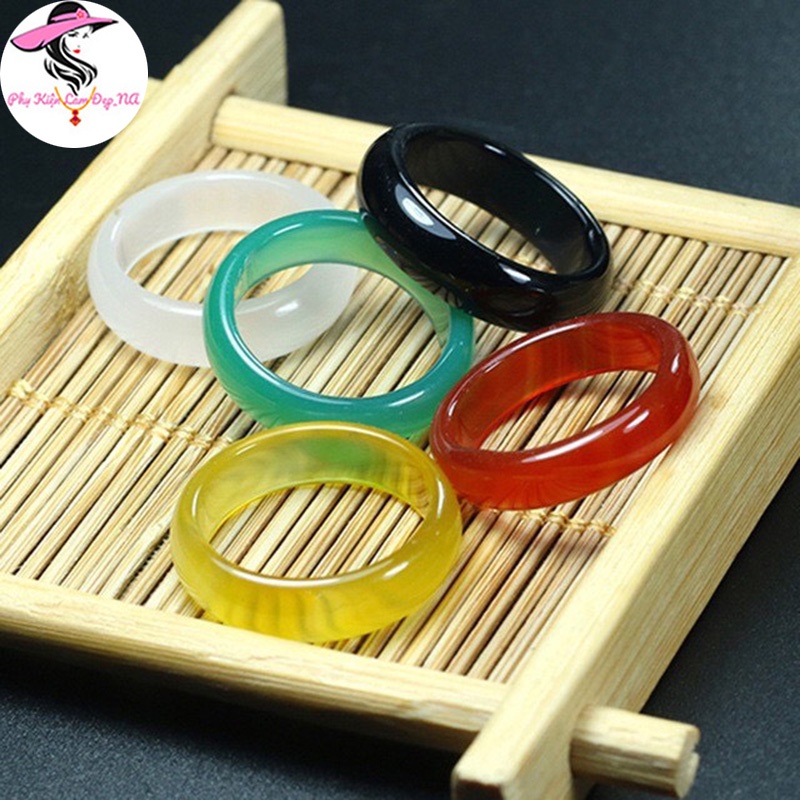 Nhẫn Phong Thuỷ Đ.á Mã Não Nhiều Màu Sắc- Tặng Hộp Sang Trọng