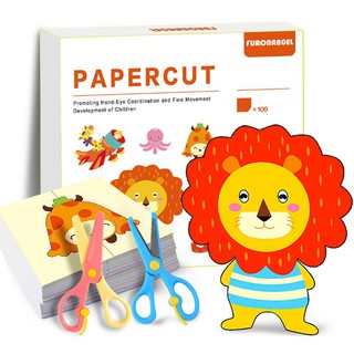 🌟 Bộ Cắt Giấy Thủ Công Sáng Tạo In Sẵn 100 Hình Kèm 2 Kéo An Toàn Giúp Bé Luyện Đôi Tay Khéo Léo