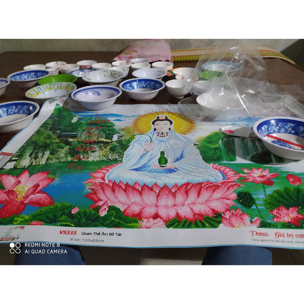 Tranh đính đá Quan Thế ÂM Bồ Tát LV357, VS335 - chưa đính đá