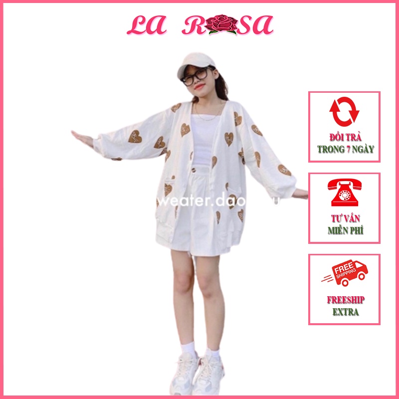 Áo Khoác Cardigan Nữ Trái Tim SWE Chất Liệu Nỉ Ngoại Mã 0625 - La Rosa