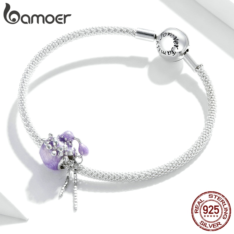 Hạt Charm Bamoer BSC348 Bằng Bạc 925  Titan Thiết Kế Hình Bình Nước Hoa Xinh Xắn