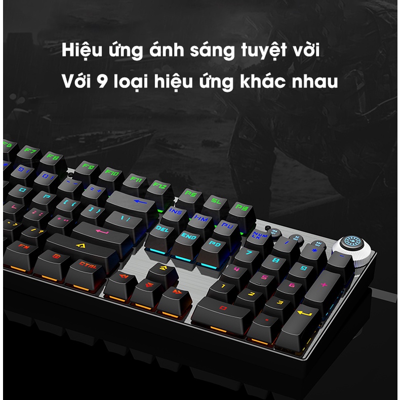 Bàn phím cơ Gaming Leaven K990 LED RGB chống nước chống bụi Blue Switch