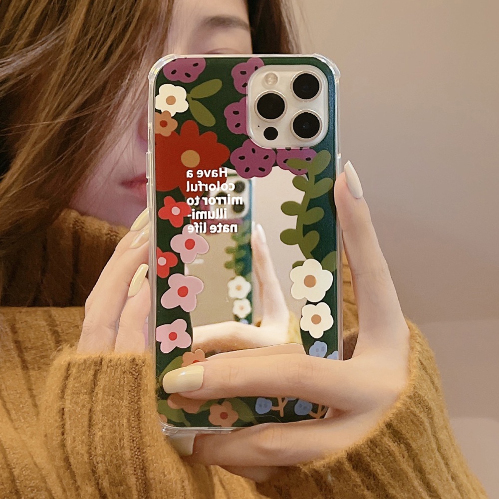 Ốp Điện Thoại Mềm Chống Sốc Có Gương Sang Trọng Cho iPhone 11 12 13 Pro max mini XS max xr 7 8 se2020 plus