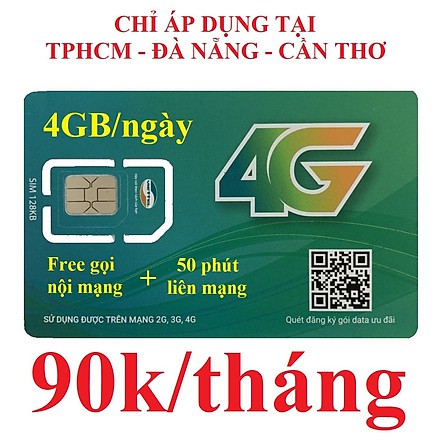 SIM 4G VIETTEL V120Z - 90.000/tháng: Có 4Gb/ngày, Gọi nội mạng free dưới 20 phút, ngoại mạng 50 phút.