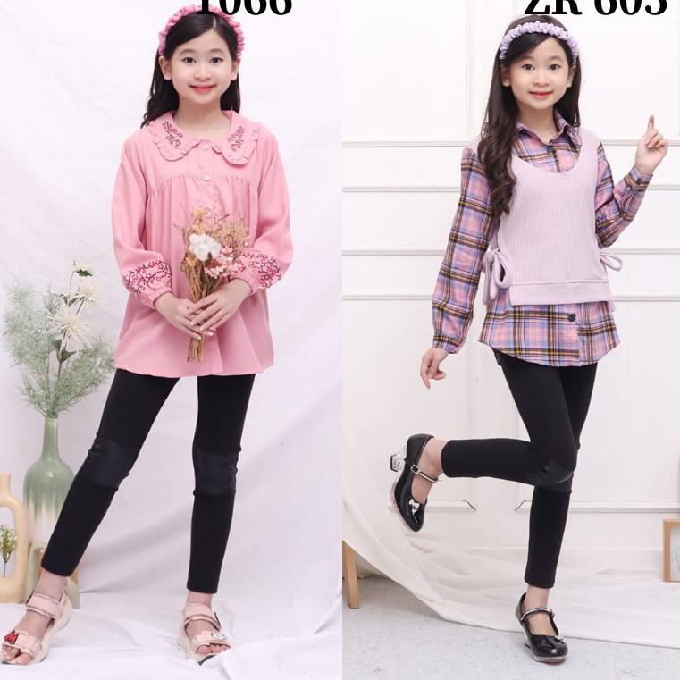 12.12 Mới NhấtSet Áo Sơ Mi Tay Dài + Áo Khoác VEST + Quần JEANS Dài Cho Nữ (6-12 Tuổi)