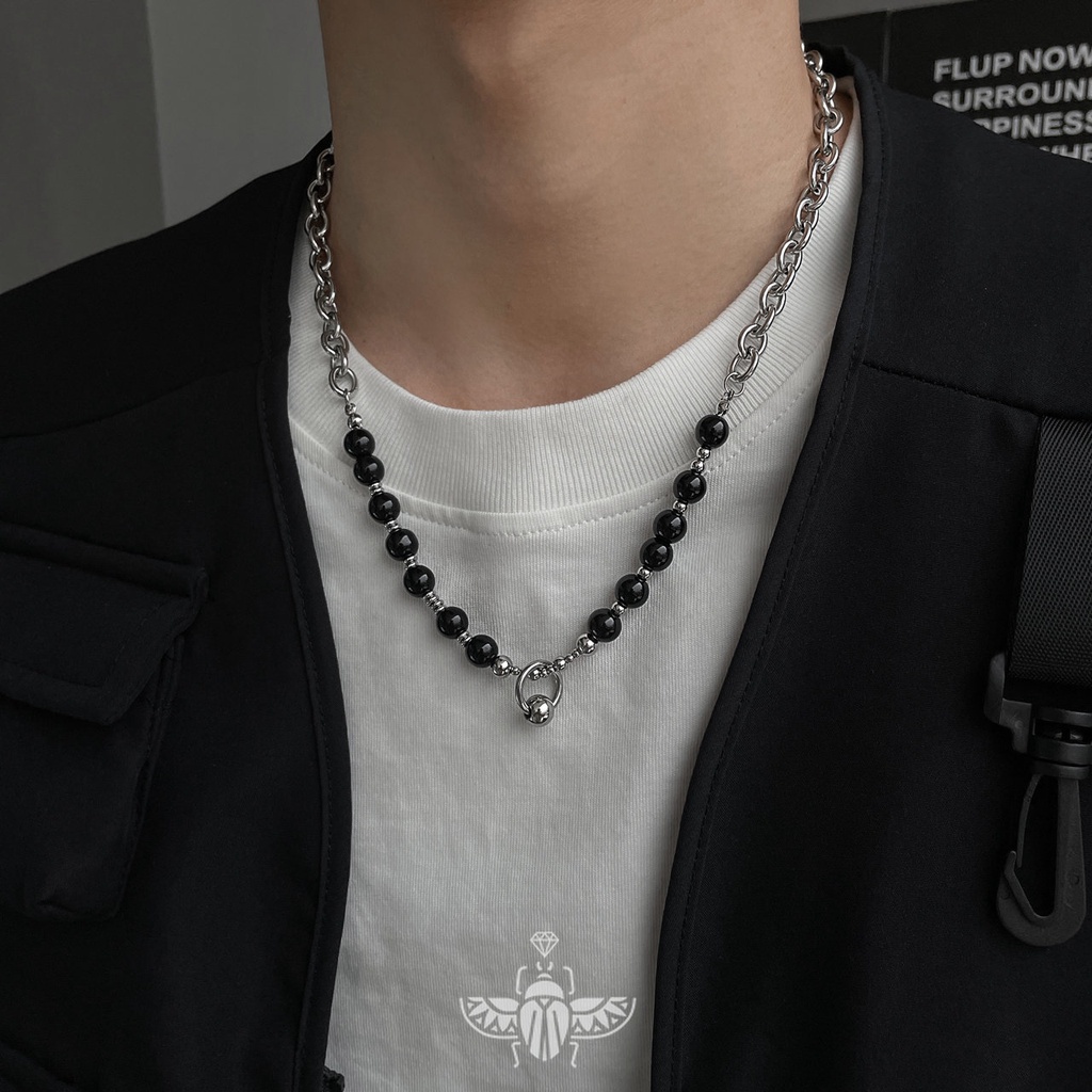 Vòng cổ Chuỗi Hạt Đen Thiết Kế Đơn Giản Thời Trang Mới 2022 Cho Nam