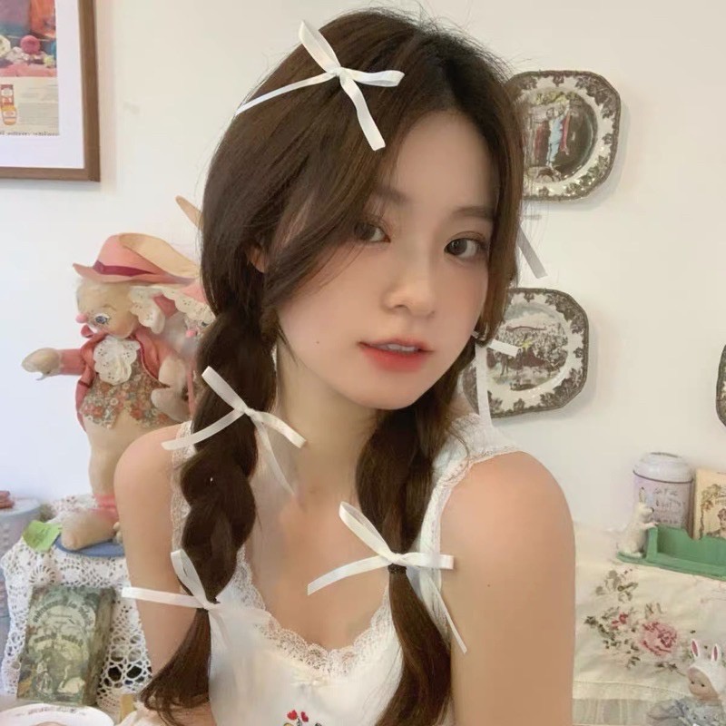 Set 6 kẹp tóc hình nơ lụa phong cách Lolita xinh xắn