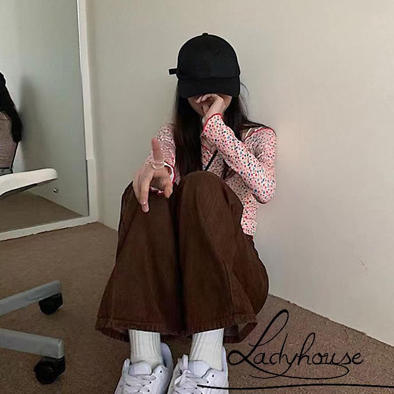 Quần dài nữ ống rộng lưng cao màu sắc vintage thời trang