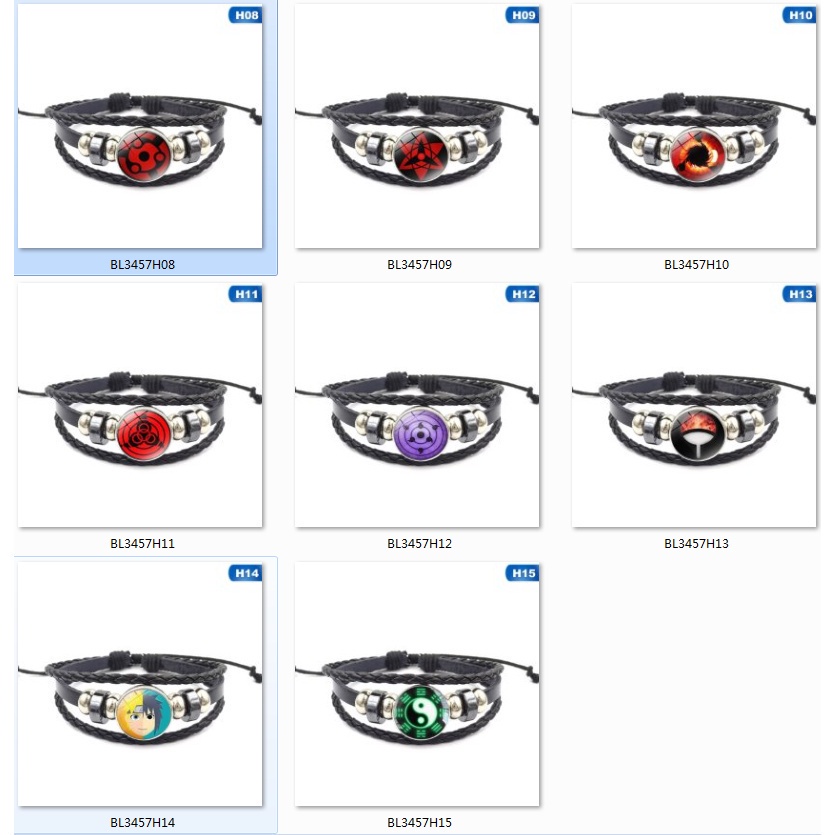 Vòng đeo tay mặt hình mắt Uchiha Clan Sharingan bằng cabochon thủy tinh thời trang