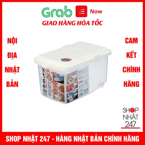 Thùng gạo 5kg nắp bật có bánh xe & ca đong INOMATA - hàng nội địa Nhật Bản