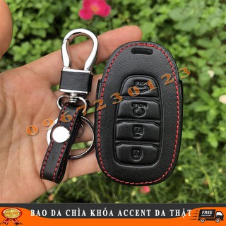 [Chính Hãng] Bao Da Chìa Khóa HYUNDAI ACCENT 2021 4 Nút Cam Kết Da Thật Siêu Bền Có Logo Kim Loại Nổi