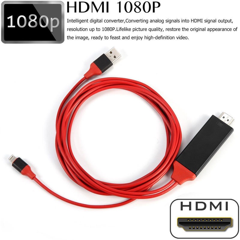 Cáp HDMI Iphone ra tivi, dây MHL Lightning to tivi FULL HD, máy chiếu, kết nối IP Ipad 5 6 7 8 x 11 12 ra ti vi W5