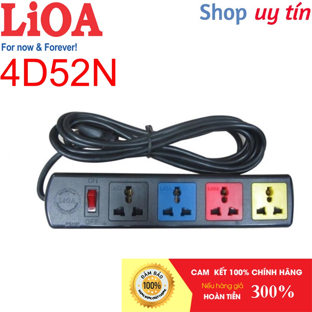 [CHÍNH HÃNG] Ổ cắm LiOA 4 lỗ kéo dài đa năng 4D32N (3m) - 4D52N (5m) 4 ổ cắm 3 chấu 1 công tắc 2200W 10A