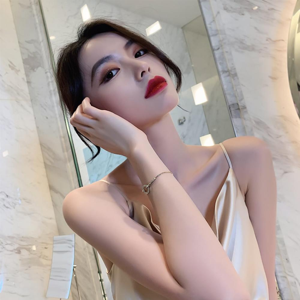 QQMALL Qqmall Vòng Tay Hàn Quốc Đơn Giản Đính Khối Lấp Lánh Có Thể Điều Chỉnh